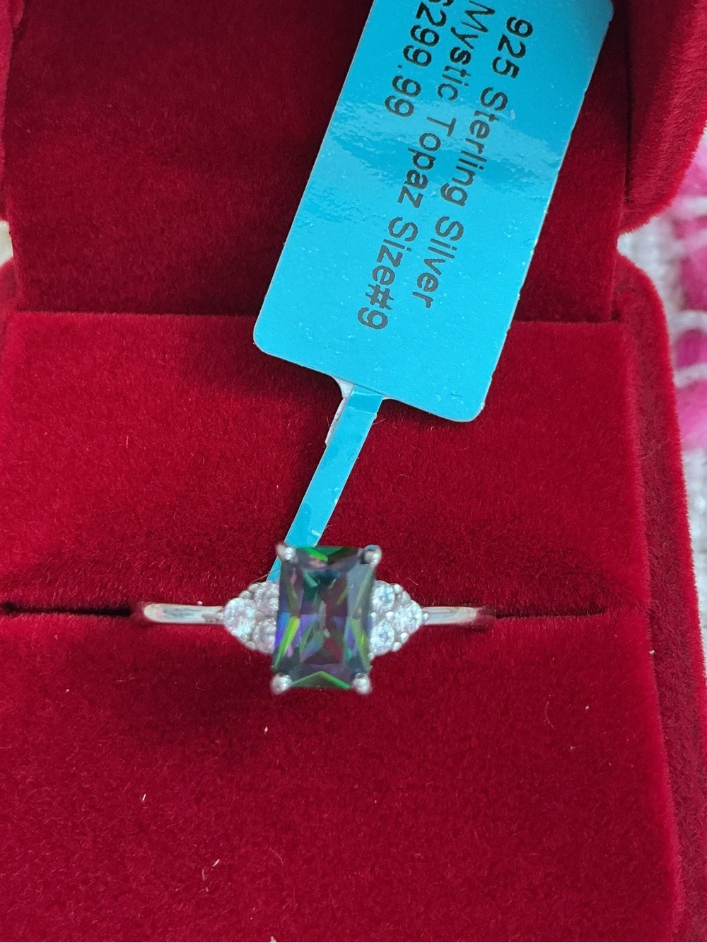 Sterling Silver Mystic Topaz Ring with moissenite accents